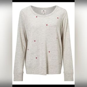 Sundry Gray Long Sleeve Top with Red Hearts